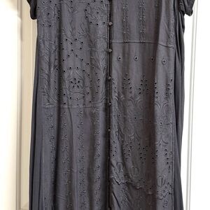 Anthropologie-Tiny Chic Steel Grey Embroidered Dress